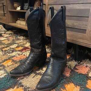 Vintage Dan Post Exotic Lizard Leather Cowgirl Cowboy boots women’s size 6M